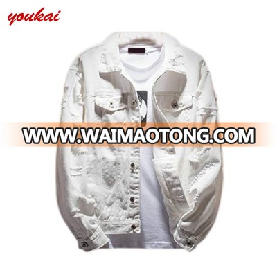 White denim jeans coat jacket men