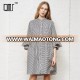 Black and white striped 3/4 sleeve women plus size shirt dress